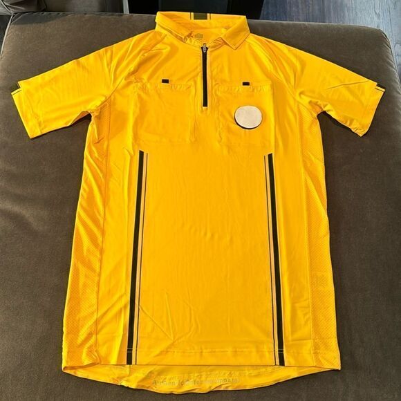 Admiral Mens Gold Authentic Referee Jersey Short Sleeve Front 1/2 Zip Size M NEW - Picture 3 of 14